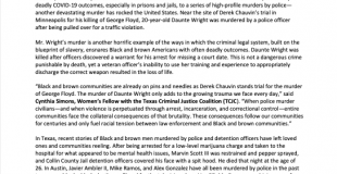 Texas Criminal Justice Coalition Statement on Police Murder of Daunte Wright