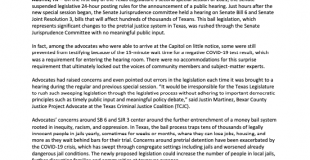 Texas Criminal Justice Coalition Issues Statement on Bail Bill Rushed Through Senate Committee,  Raises Concerns for Public Input During Special Texas Legislative Session